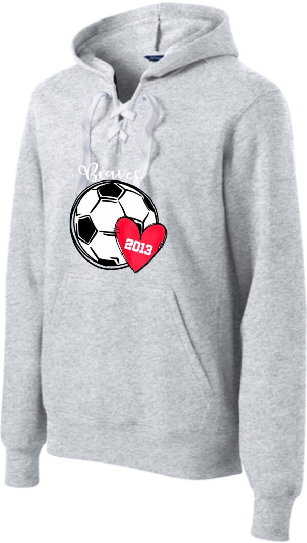 Manalapan Braves 2013 Girls Soccer - Hockey Laced Sweatshirt - Image 2