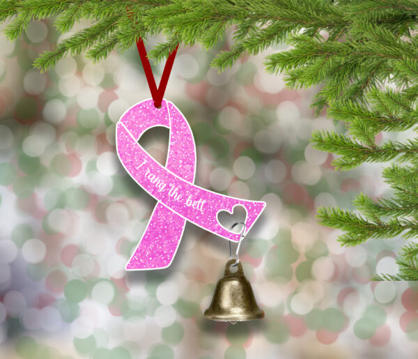 "I rang the bell" Cancer Survivor ornament with real bell.